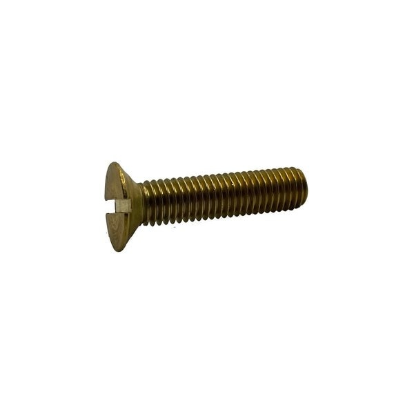 Suburban Bolt And Supply 5/16"-18 x 2 in Slotted Flat Machine Screw, Plain Brass A3300200200F